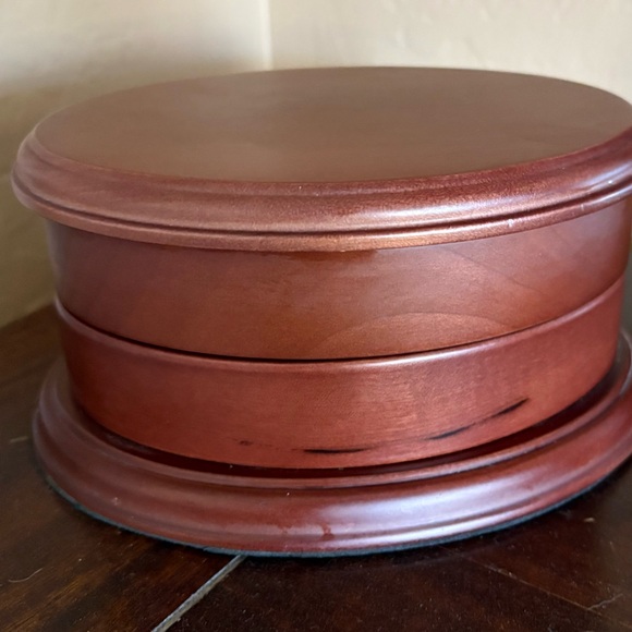 Source Unknown Other - Wooden Oval Swivel Jewelry Box in Warm Mahogany